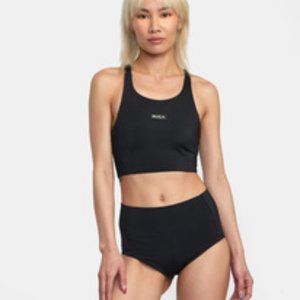 VA ESSENTIAL SOLID HIGH NECK RACERBACK SWIM TOP medium bikini swimsuit rvca